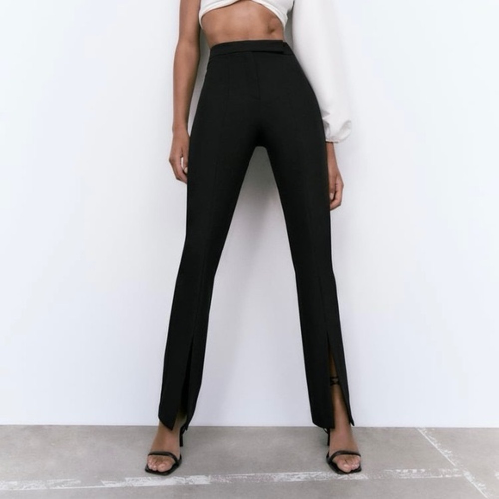 Zara Black Split Hem Flare Pants